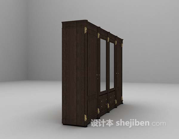 黑色衣柜3d模型下载