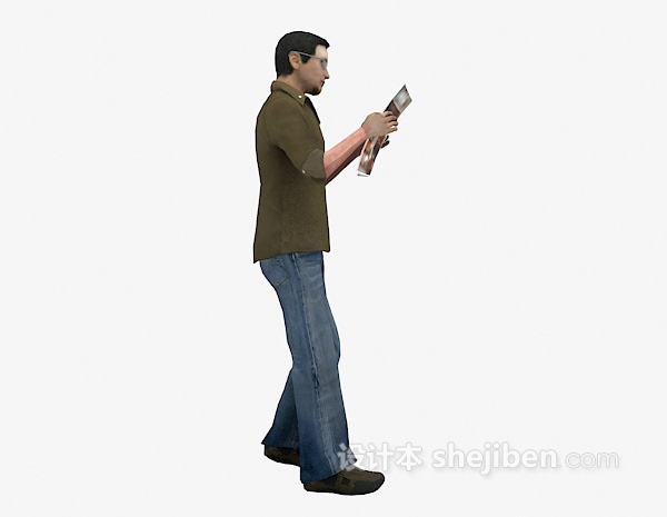 看报纸的男人3d模型下载