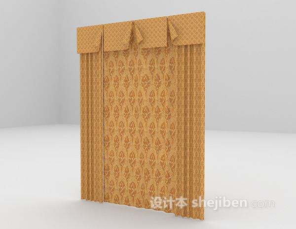 棕色窗帘免费3d模型下载