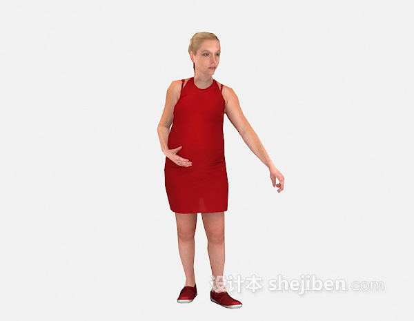 孕妇站姿3d模型下载
