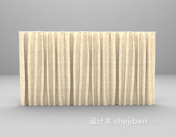 米色窗帘3d模型下载