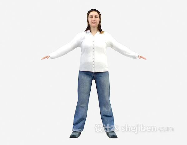 白色衣服女人站姿3d模型下载