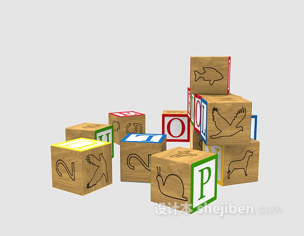 儿童积木玩具3d模型下载