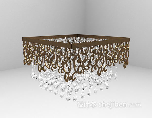 玻璃珠垂挂吊灯3d模型下载