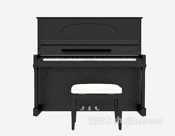 黑色竖式钢琴3d模型下载