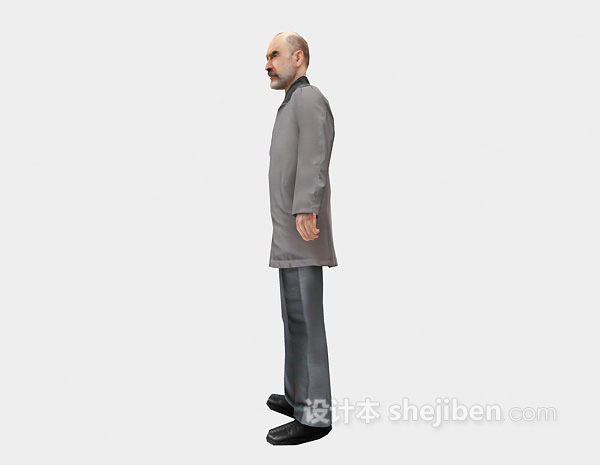 穿大衣老人3d模型下载
