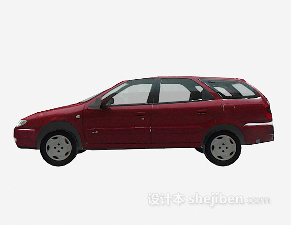 冬天红色 车3d模型下载