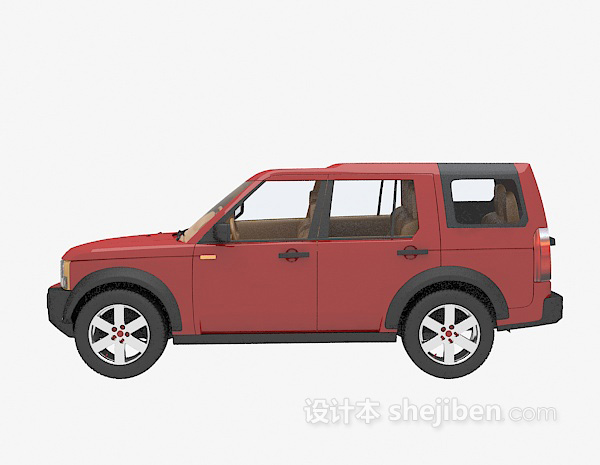 红色多人座车的3d模型下载