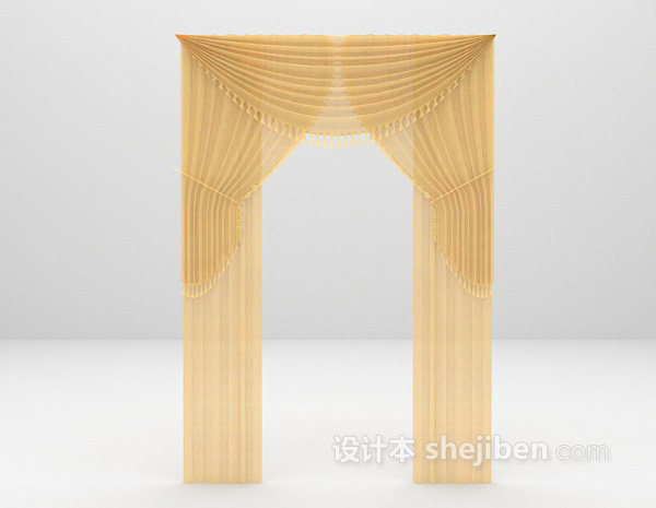 透光欧式窗帘3d模型下载