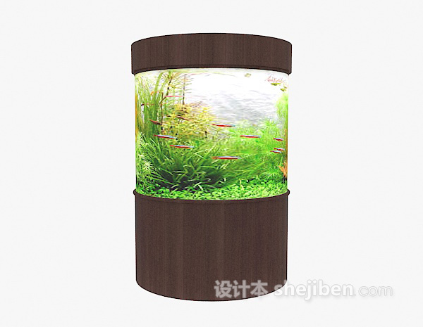 圆形大鱼缸3d模型下载