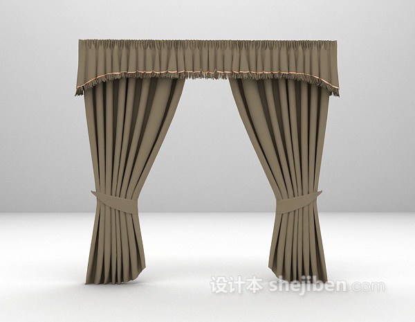欧式灰色窗帘3d模型下载