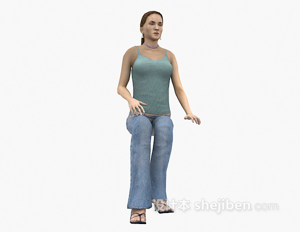 坐姿女人3d模型下载