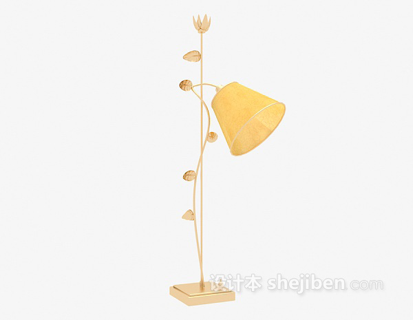 金色落地灯3d模型下载
