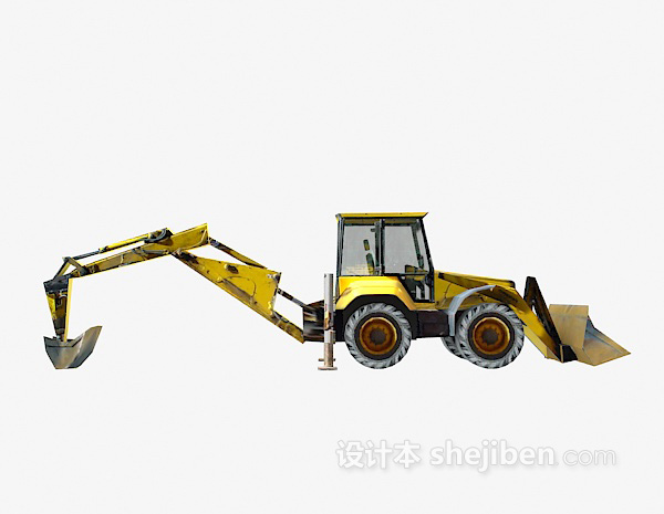 黄色挖掘机3d模型下载