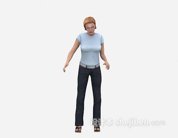 国外女人站姿max人物3d模型下载