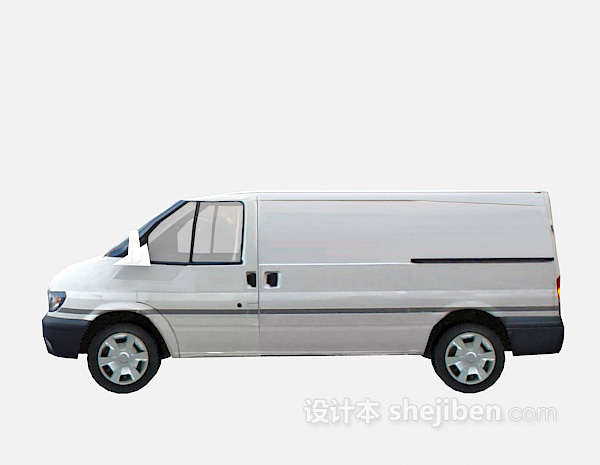 白色面包车车3d模型下载