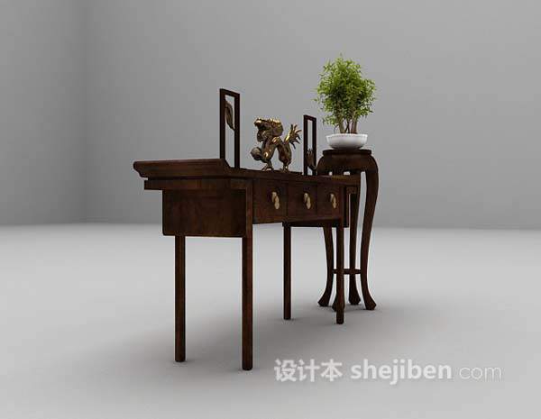 黑色边几组合3d模型下载