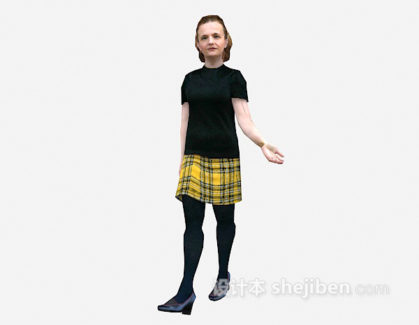 穿黑色衣服女人3d模型下载