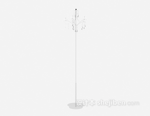 简欧水晶落地灯3d模型下载