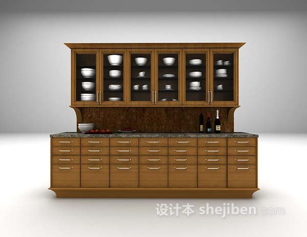 现代橱柜3d模型下载