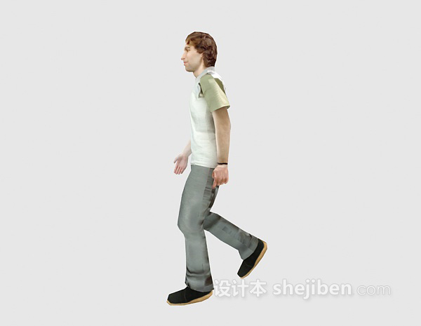 男人走姿3d模型下载