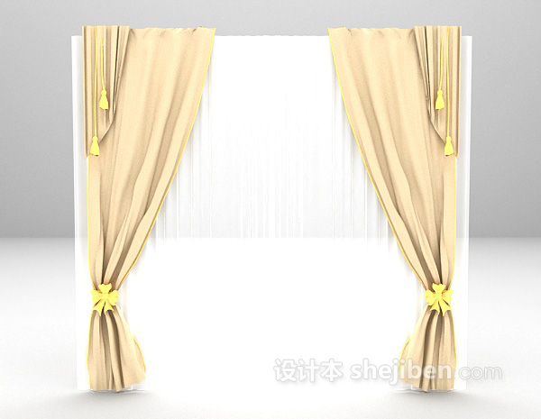 简欧粉色窗帘3d模型下载