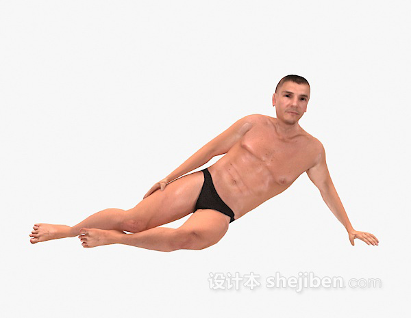 男人躺姿max人物3d模型下载