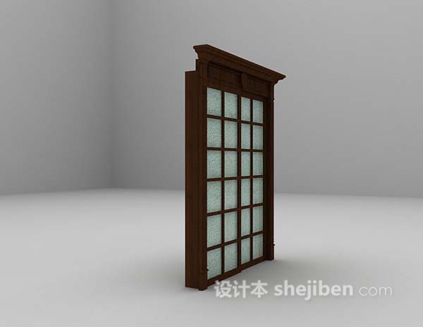 棕色木质门3d模型下载