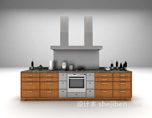 简约橱柜3d模型下载