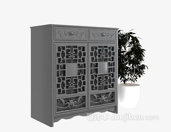 中式边柜3d模型下载