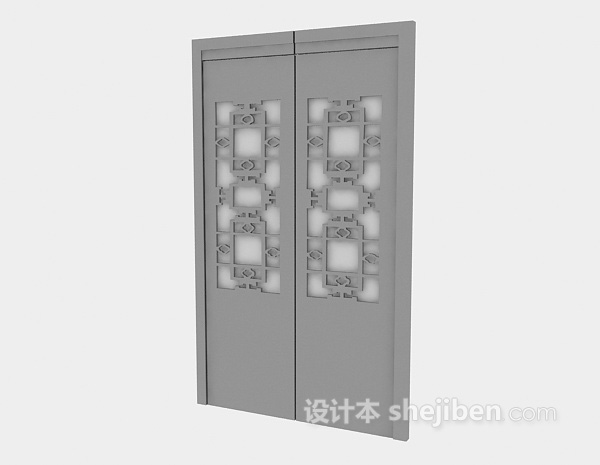 中式木门3d模型下载
