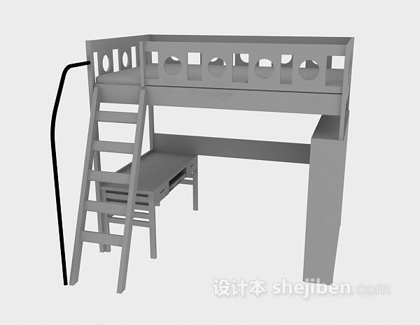 上下铺木床3d模型下载