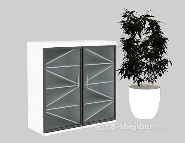 白色鞋柜3d模型下载
