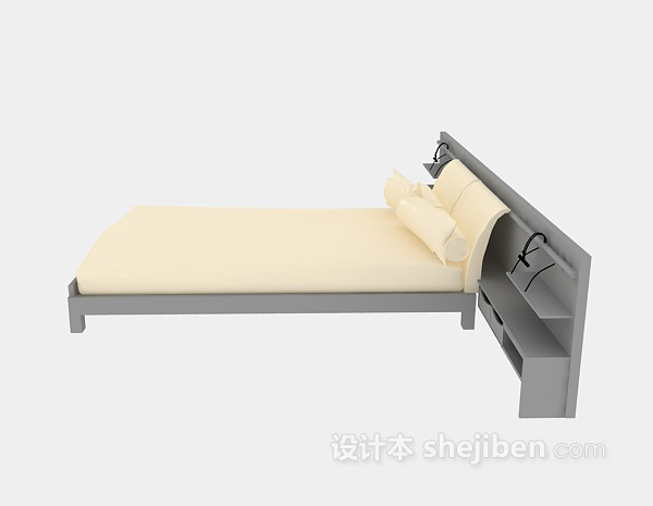 现代单人床3d模型下载