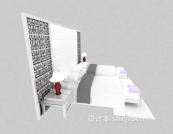 单人床欣赏3d模型下载