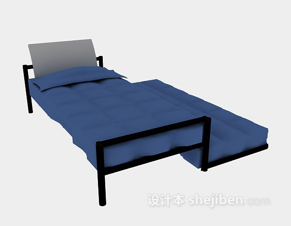 金属材料单人床3d模型下载