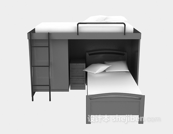 上下铺床免费3d模型下载