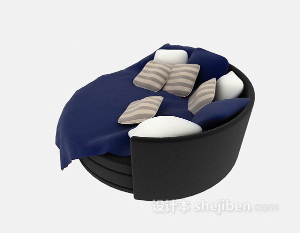 黑色皮质沙发3d模型下载