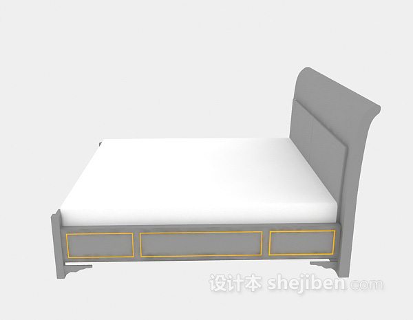 木质床3d模型下载