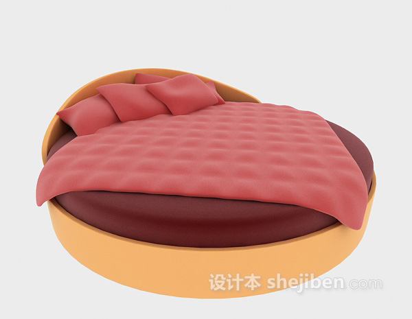 红色个性小床3d模型下载