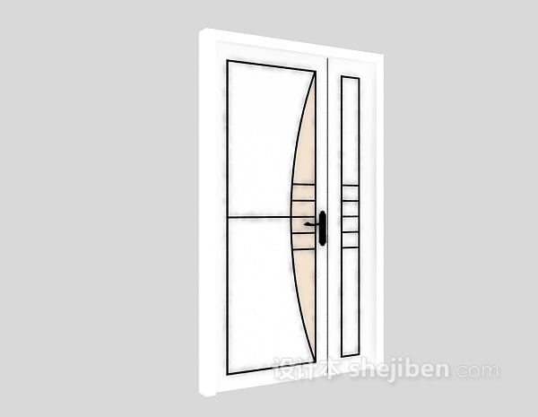 白色推拉门3d模型下载