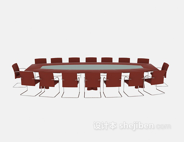 公司会议桌3d模型下载