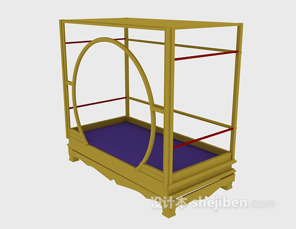 小木床3d模型下载