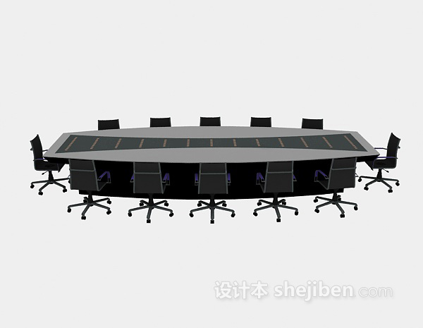 黑色会议桌3d模型下载
