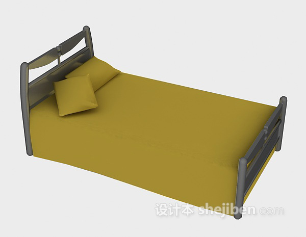 现代木床3d模型下载