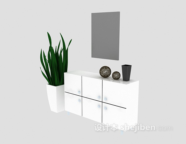 白色边柜3d模型下载
