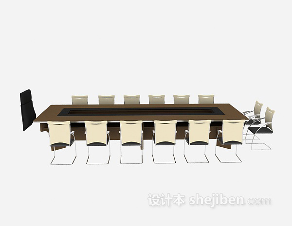 公司会议桌3d模型下载