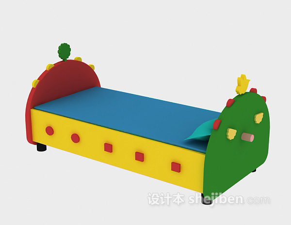可爱实木儿童床3d模型下载