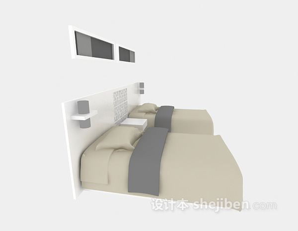 单人床欣赏3d模型下载