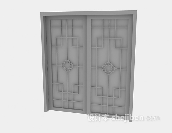 中式风格木门3d模型下载